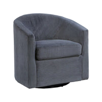 Celina Swivel Chair with Barrel Style Curved Back, Dark Gray Corduroy - BM341055