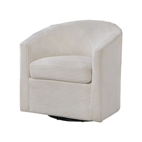 Celina Swivel Chair with Barrel Style Curved Back, Beige Corduroy - BM341056