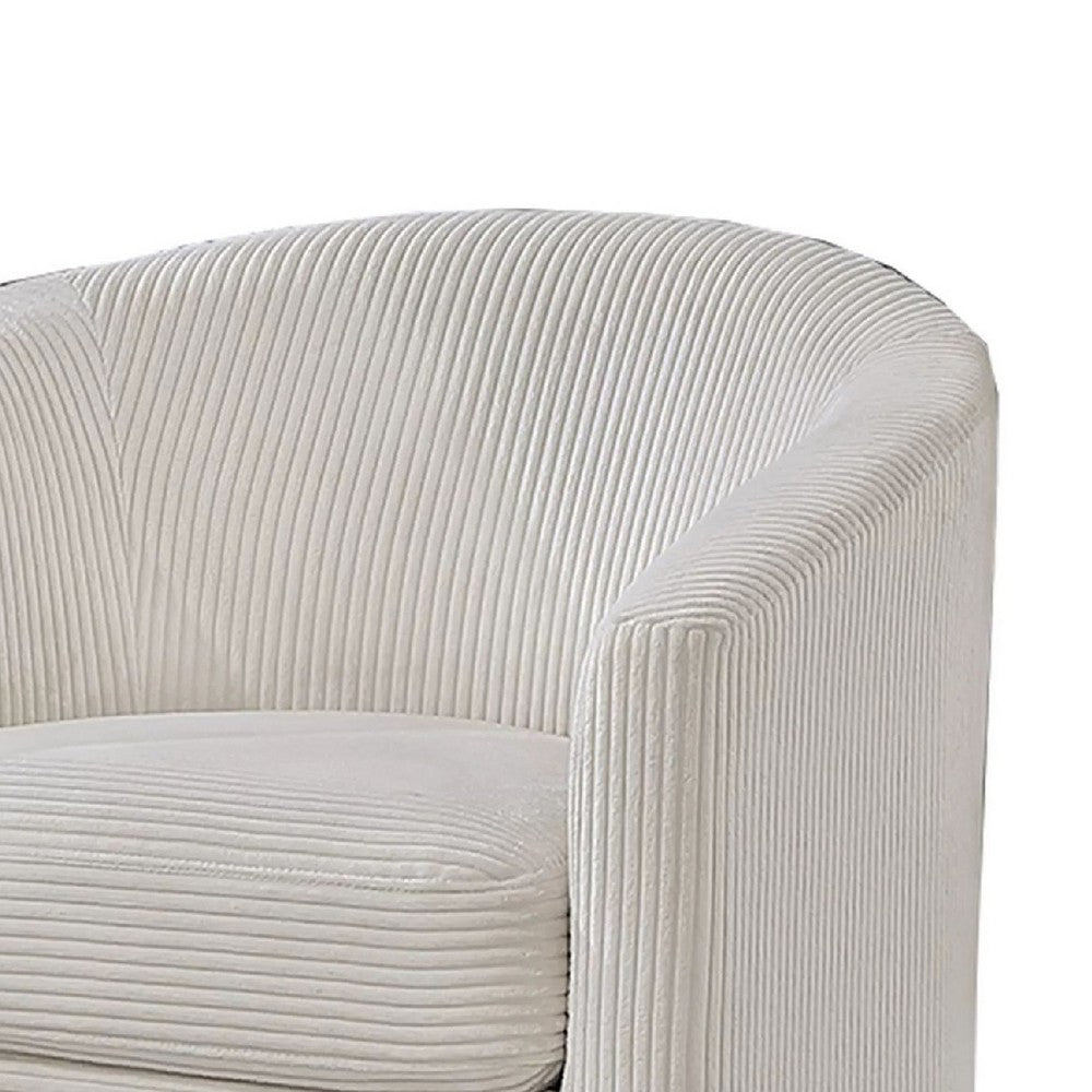 Celina Swivel Chair with Barrel Style Curved Back, Beige Corduroy - BM341056