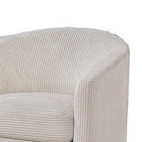 Celina Swivel Chair with Barrel Style Curved Back, Beige Corduroy - BM341056