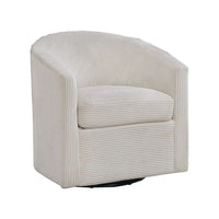 Celina Swivel Chair with Barrel Style Curved Back, Beige Corduroy - BM341056
