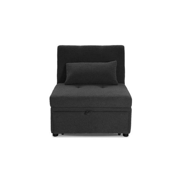 Danyl Convertible Sofa with Pull-Out Bed, Accent Pillow, Black Sherpa - BM341057
