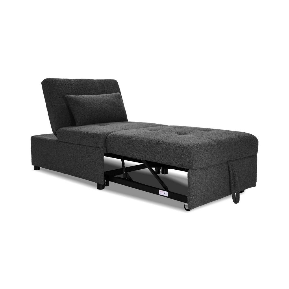 Danyl Convertible Sofa with Pull-Out Bed, Accent Pillow, Black Sherpa - BM341057