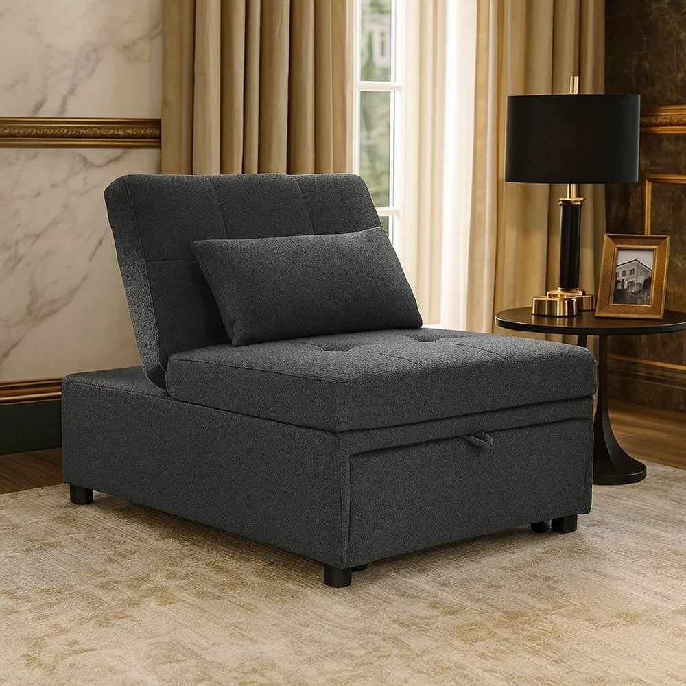 Danyl Convertible Sofa with Pull-Out Bed, Accent Pillow, Black Sherpa - BM341057