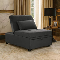 Danyl Convertible Sofa with Pull-Out Bed, Accent Pillow, Black Sherpa - BM341057