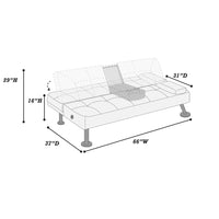 Gary Convertible Sofa with Fold-Down Table, Metal, Black Faux Leather - BM341059