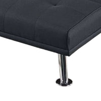 Gary Convertible Sofa with Fold-Down Table, Metal Legs, Black Fabric - BM341061