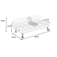 Gary Convertible Sofa with Fold-Down Table, Metal Legs, Black Fabric - BM341061