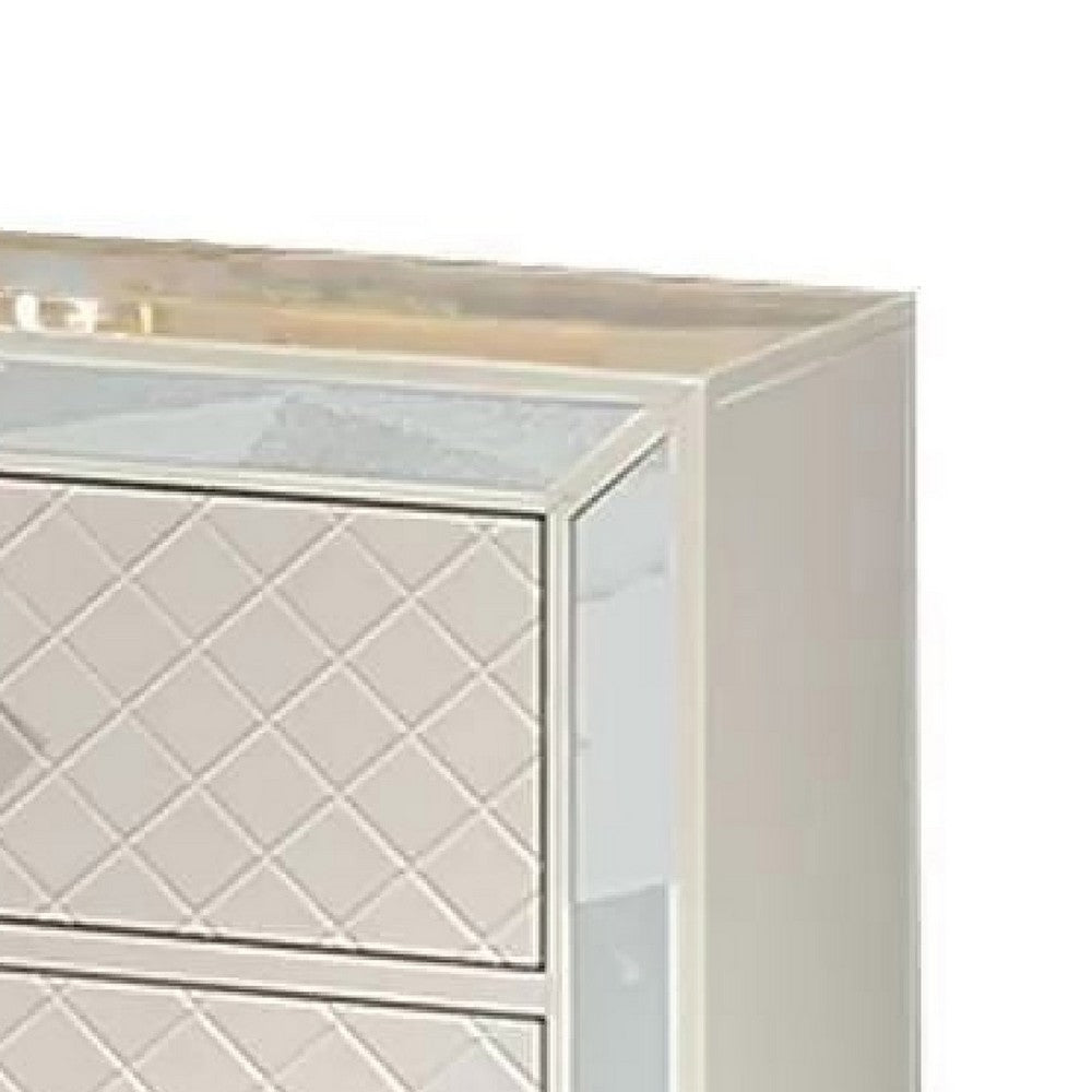 Athon Nightstand with 2 Drawers, Built-In Charging Port, Ivory Wood - BM341062