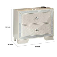 Athon Nightstand with 2 Drawers, Built-In Charging Port, Ivory Wood - BM341062