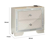 Athon Nightstand with 2 Drawers, Built-In Charging Port, Ivory Wood - BM341062