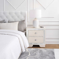 Athon Nightstand with 2 Drawers, Built-In Charging Port, Ivory Wood - BM341062
