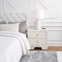 Athon Nightstand with 2 Drawers, Built-In Charging Port, Ivory Wood - BM341062
