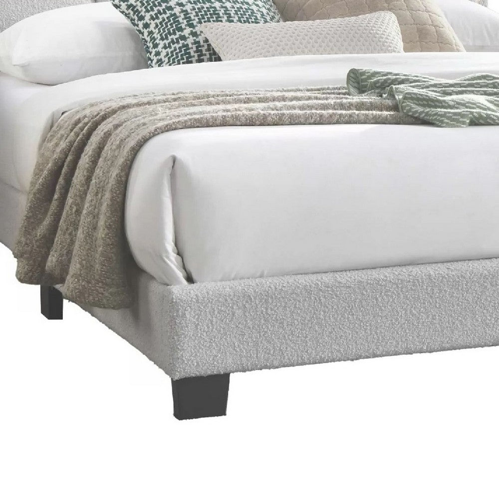 Madsy Full Bed, White Upholstered Fan-Shaped Headboard, Metallic Accents - BM341064