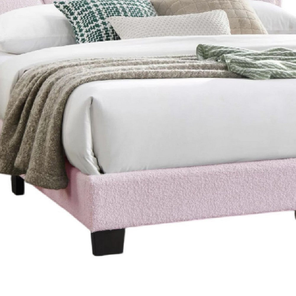 Madsy Full Bed, Pink Upholstered Fan-Shaped Headboard, Metallic Accents - BM341065