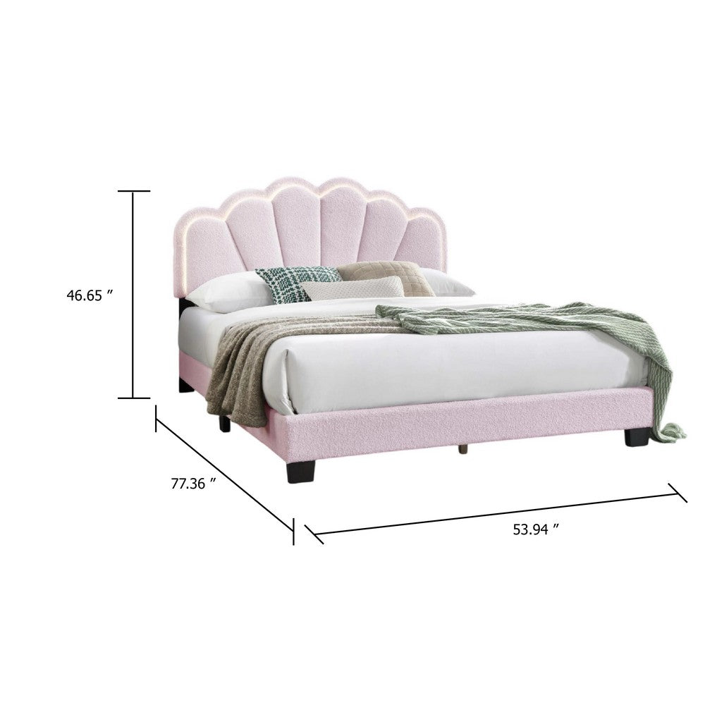 Madsy Full Bed, Pink Upholstered Fan-Shaped Headboard, Metallic Accents - BM341065