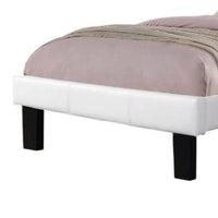 Mannie Twin Bed with Silver Trim, White Button Tufted Faux-Leather - BM341066