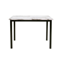 Wesley 5pc Dining Table Set, White Faux-Leather, Faux Marble, Brown Wood - BM341107