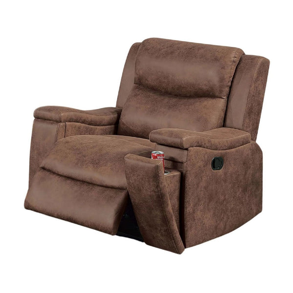 Verra Manual Recliner Lounge Chair, Walnut Tufted Faux Leather - BM341109