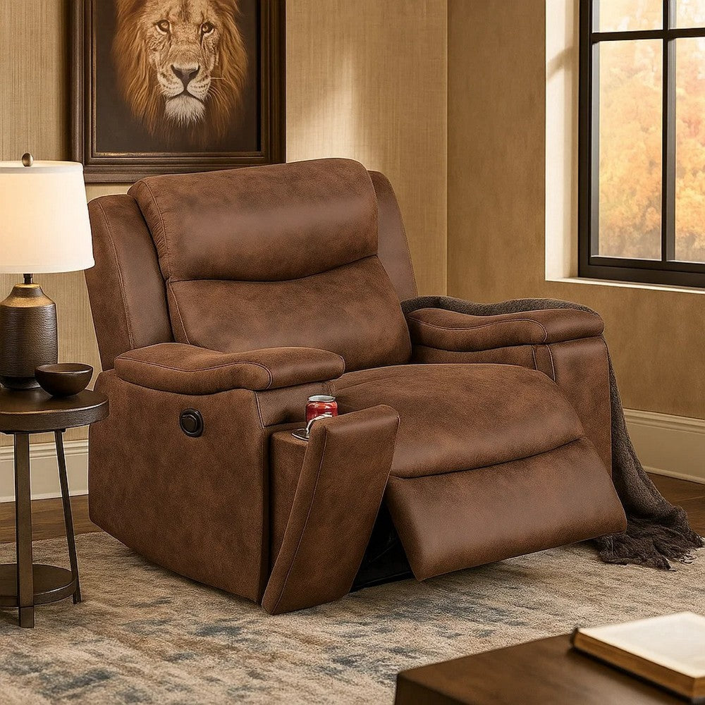 Verra Manual Recliner Lounge Chair, Walnut Tufted Faux Leather - BM341109