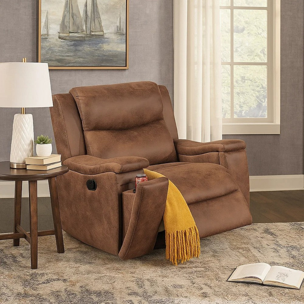 Verra Manual Recliner Lounge Chair, Walnut Tufted Faux Leather - BM341109