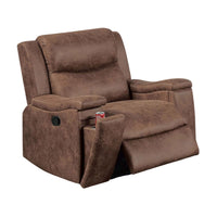 Verra Manual Recliner Lounge Chair, Walnut Tufted Faux Leather - BM341109