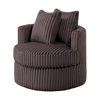 Tamara Round Swivel Chair with 2 Back Cushions, Brown Corduroy - BM341119