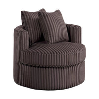 Tamara Round Swivel Chair with 2 Back Cushions, Brown Corduroy - BM341119
