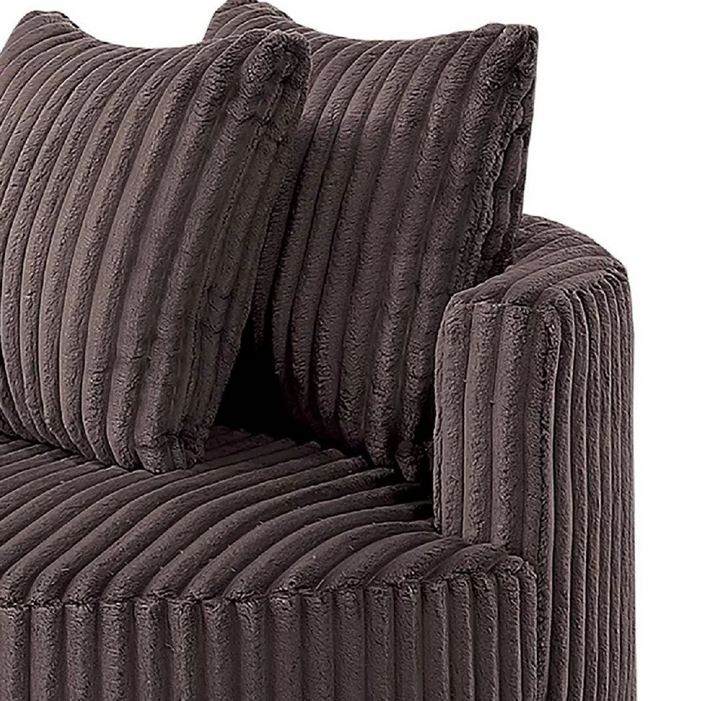 Tamara Round Swivel Chair with 2 Back Cushions, Brown Corduroy - BM341119