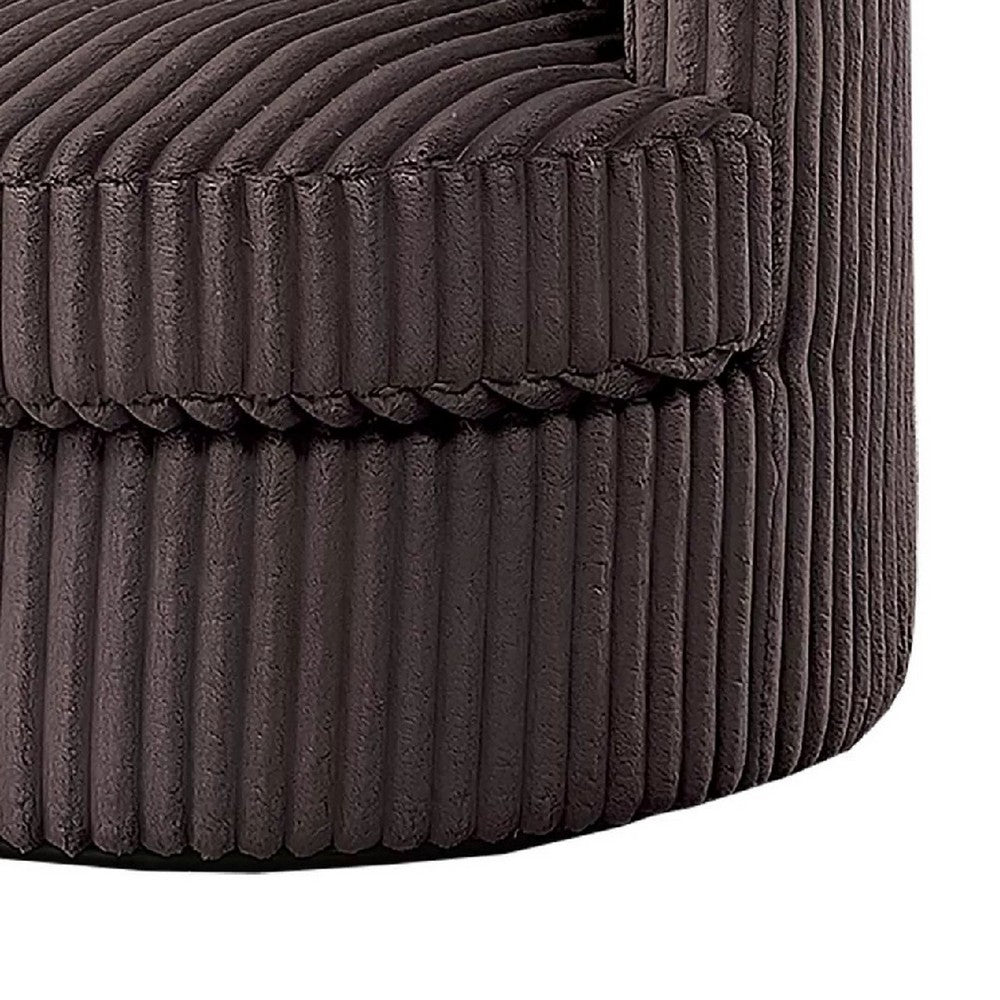 Tamara Round Swivel Chair with 2 Back Cushions, Brown Corduroy - BM341119