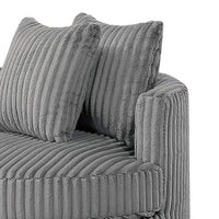Tamara Round Swivel Chair with 2 Back Cushions, Gray Corduroy Fabric - BM341120