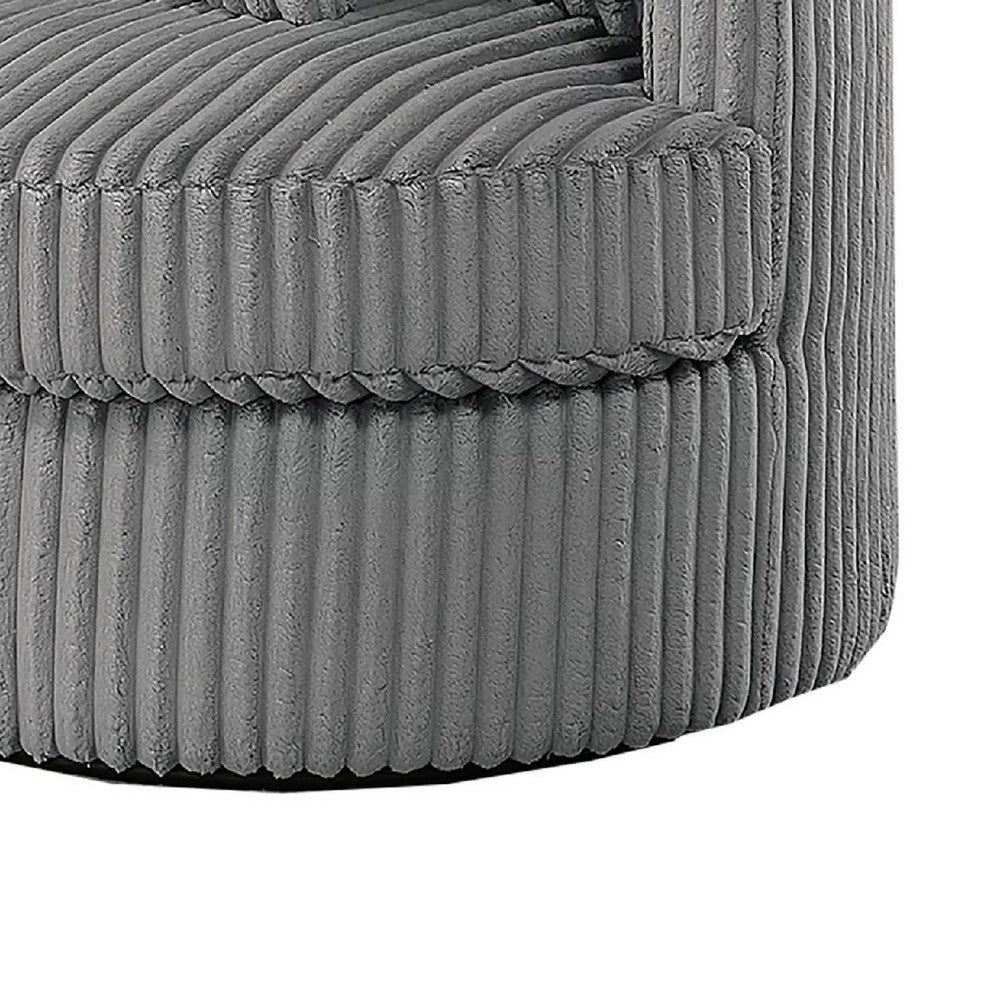 Tamara Round Swivel Chair with 2 Back Cushions, Gray Corduroy Fabric - BM341120