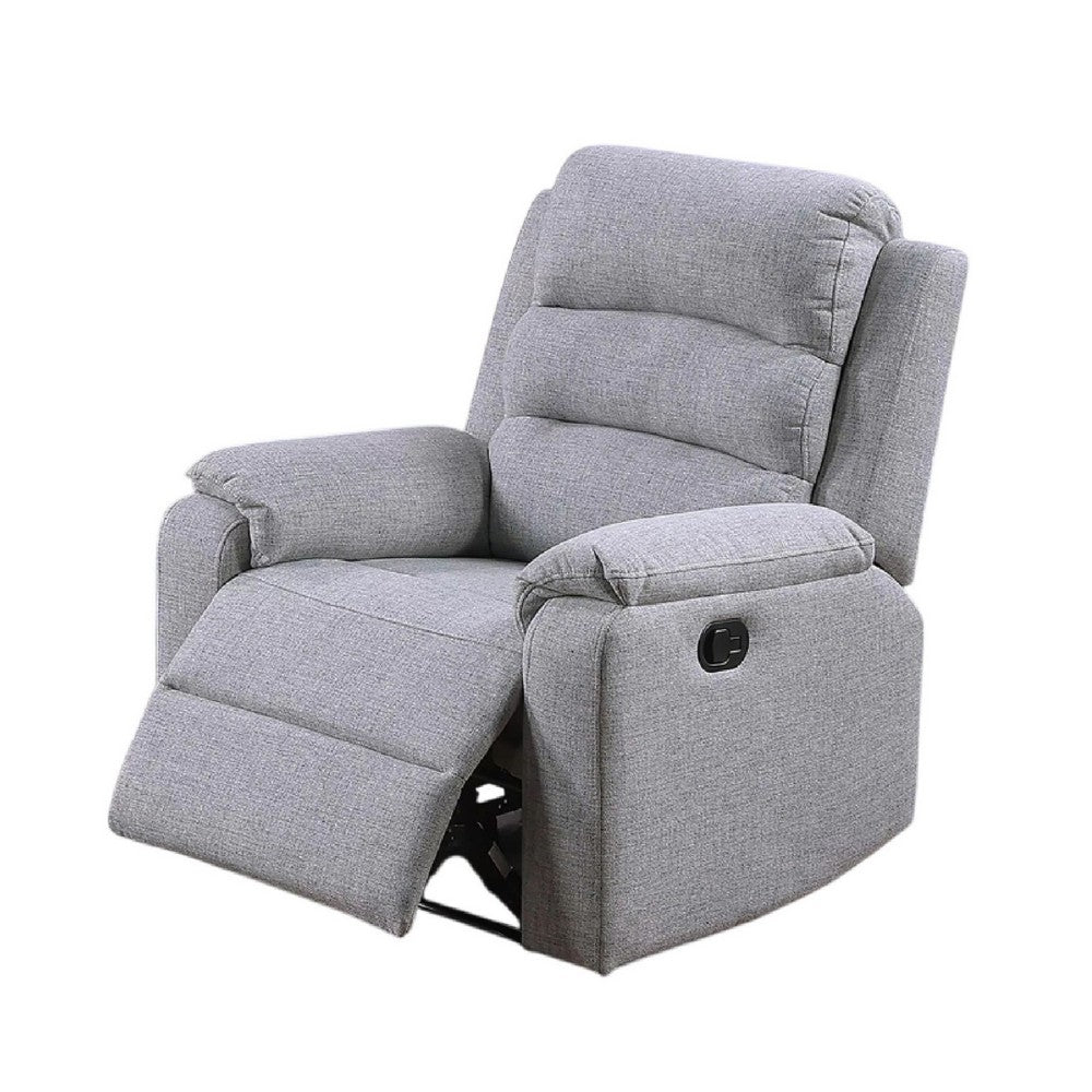 Sonia Manual Recliner Chair, Bone White Channel-Tufted Burlap - BM341121