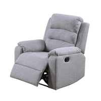 Sonia Manual Recliner Chair, Bone White Channel-Tufted Burlap - BM341121