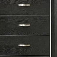 Lyla Tall Dresser Chest, Glam Silver Trim, 4 Drawer, Black Wood - BM341122