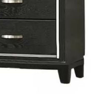 Lyla Tall Dresser Chest, Glam Silver Trim, 4 Drawer, Black Wood - BM341122