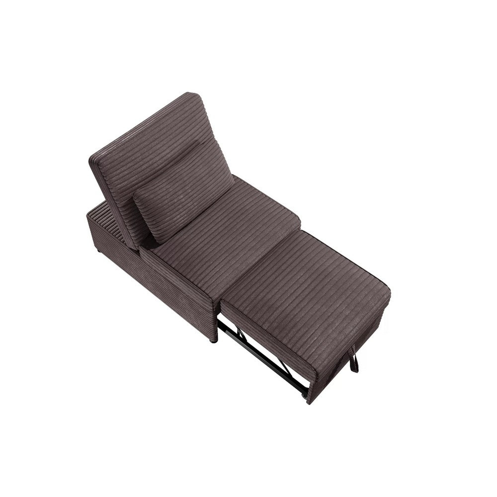 Danyl Convertible Sofa with Pull-Out Bed, Brown Channel Tufted Corduroy - BM341123