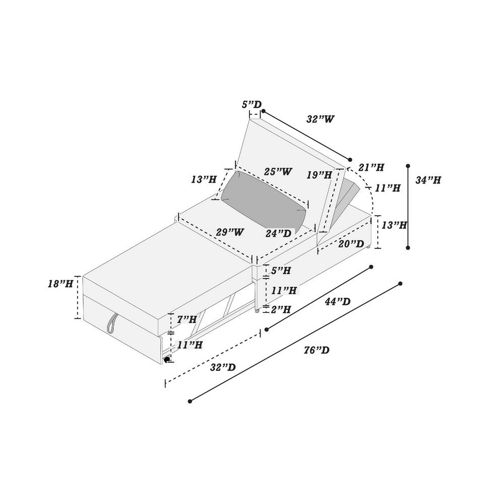 Danyl Convertible Sofa with Pull-Out Bed, Brown Channel Tufted Corduroy - BM341123