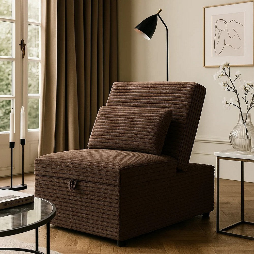 Danyl Convertible Sofa with Pull-Out Bed, Brown Channel Tufted Corduroy - BM341123