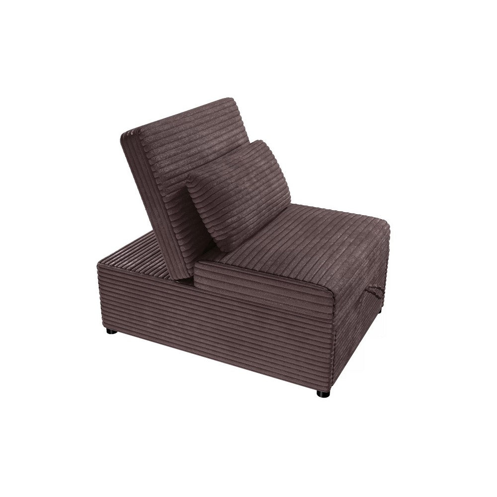 Danyl Convertible Sofa with Pull-Out Bed, Brown Channel Tufted Corduroy - BM341123