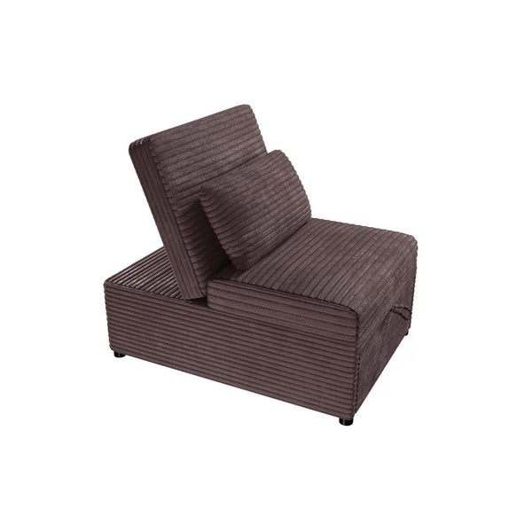 Danyl Convertible Sofa with Pull-Out Bed, Brown Channel Tufted Corduroy - BM341123