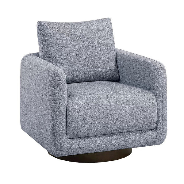 Wade Swivel Armchair with 360 Rotation and Square Frame, Gray Boucle - BM341124