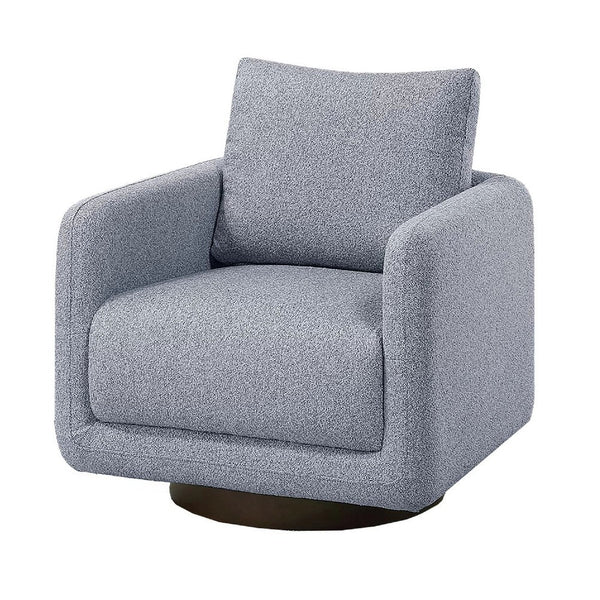 Wade Swivel Armchair with 360 Rotation and Square Frame, Gray Boucle - BM341124