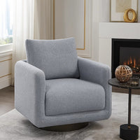 Wade Swivel Armchair with 360 Rotation and Square Frame, Gray Boucle - BM341124