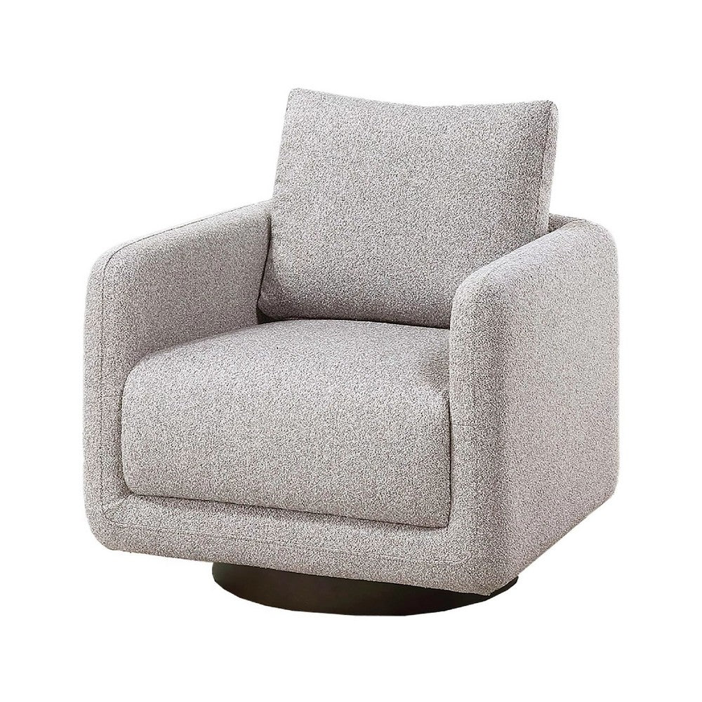Wade Swivel Armchair with 360 Rotation, Square Frame, Beige Boucle - BM341125