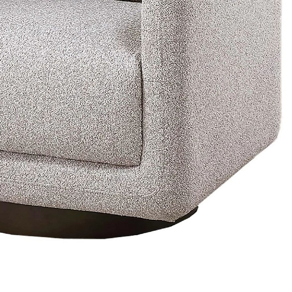 Wade Swivel Armchair with 360 Rotation, Square Frame, Beige Boucle - BM341125
