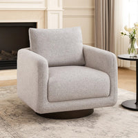 Wade Swivel Armchair with 360 Rotation, Square Frame, Beige Boucle - BM341125