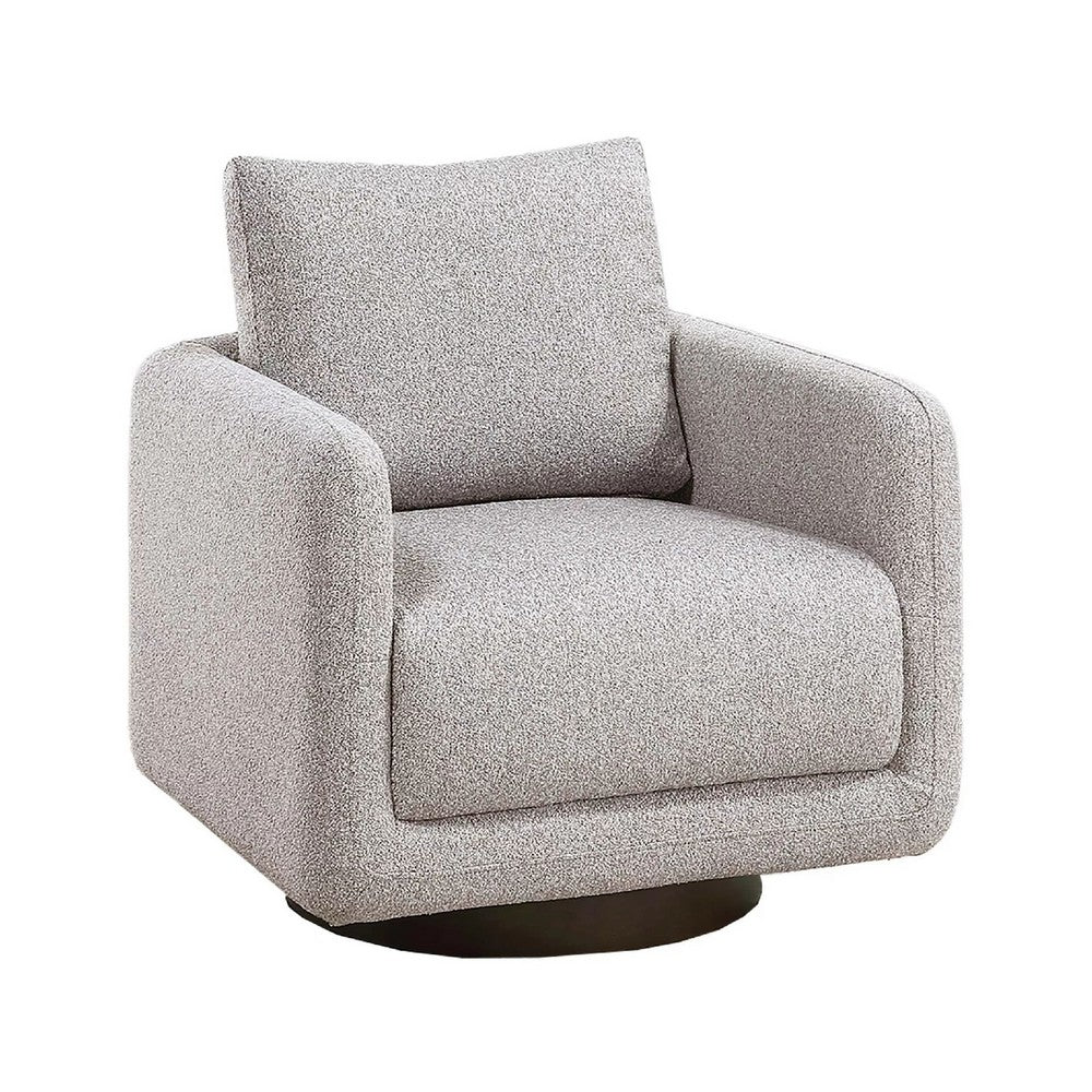 Wade Swivel Armchair with 360 Rotation, Square Frame, Beige Boucle - BM341125