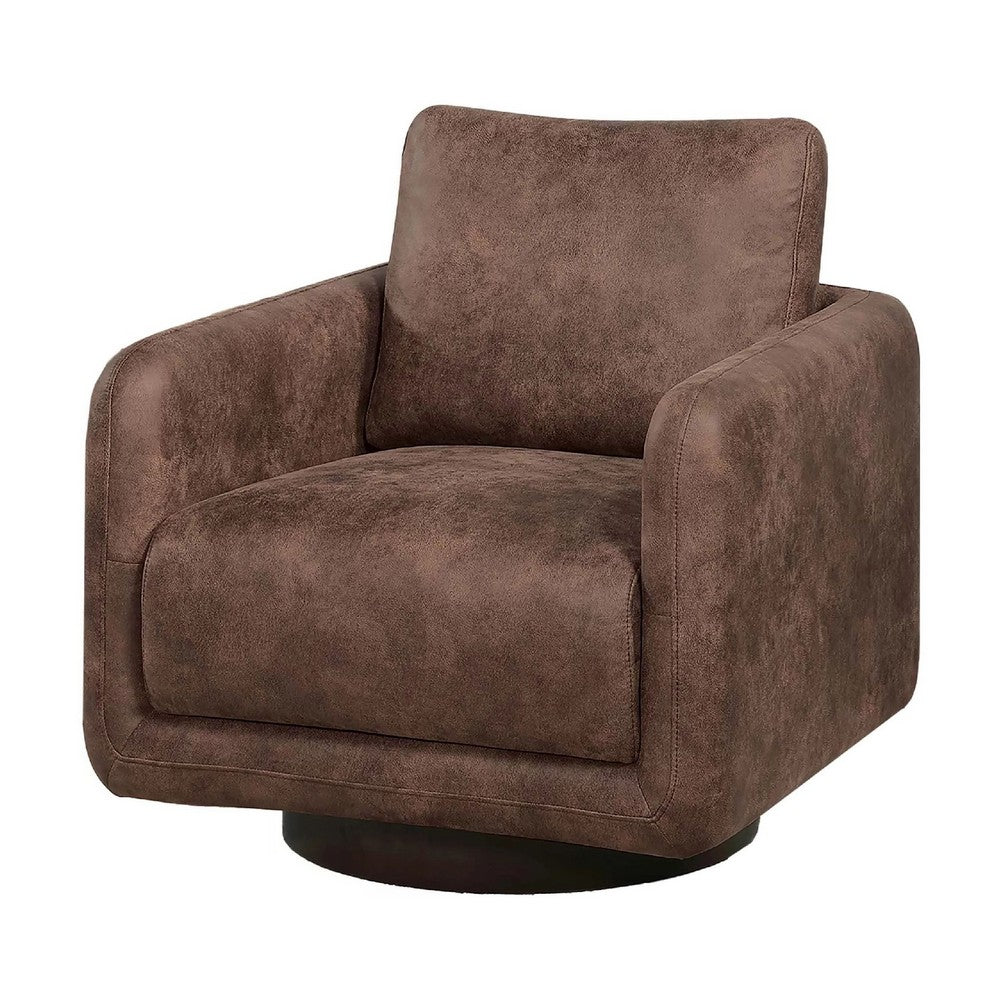 Wade Swivel Armchair, Square Frame, Walnut Brown Faux Leather - BM341126