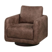 Wade Swivel Armchair, Square Frame, Walnut Brown Faux Leather - BM341126